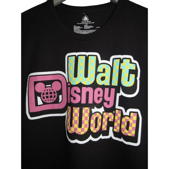 New Walt Disney World 50th Anniversary Checkered Logo Black 90s T-Shirt M - Picture 2 of 4